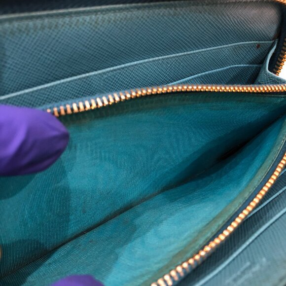 Prada Blue Zip Around Long Wallet Sku#84136 (Gently used) - Picture 14 of 15